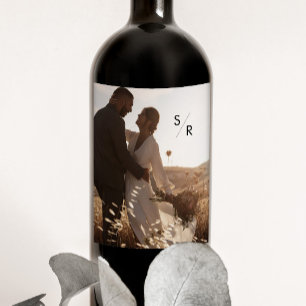 Boho Chic Photo Monogram Wine Labels