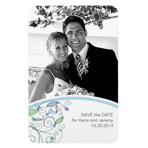 BOHO Chic Photo Save the Date Blue Budget Magnet