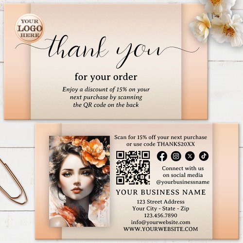 Boho Chic Photo Thank You For Your Order Business Card