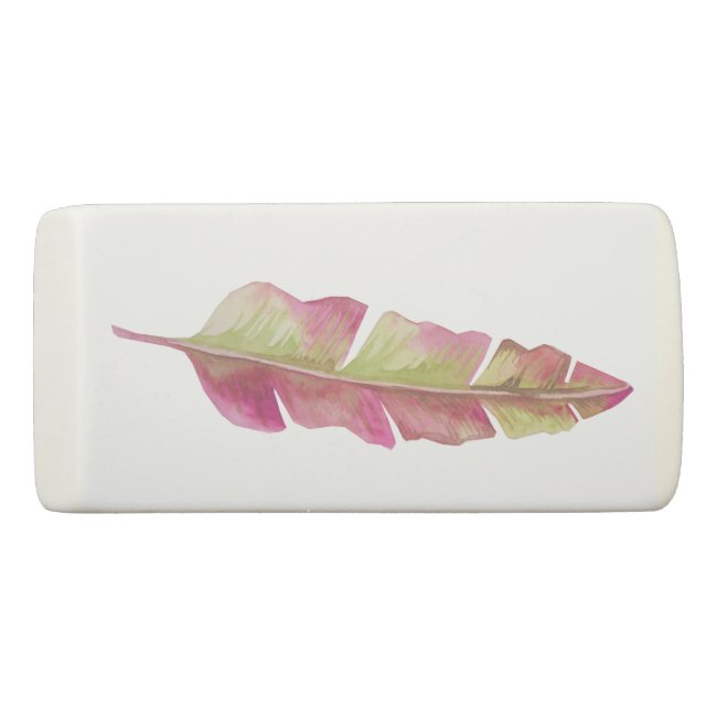 Boho Chic Pink and Green Feather Eraser