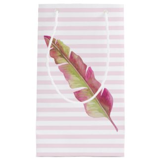 Boho Chic Pink and Green Feather Gift bag