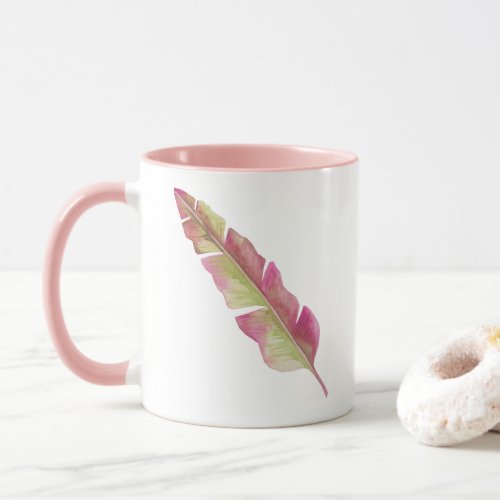 Boho Chic Pink and Green Feather Mug