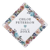 Boho Chic Pink Floral Heart Graduation Cap Topper | Zazzle