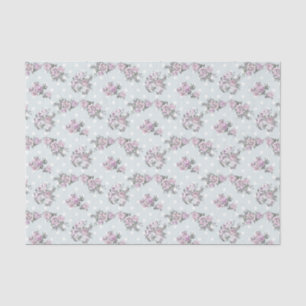 Boho chic pink lavender floral vintage polka dots tissue paper