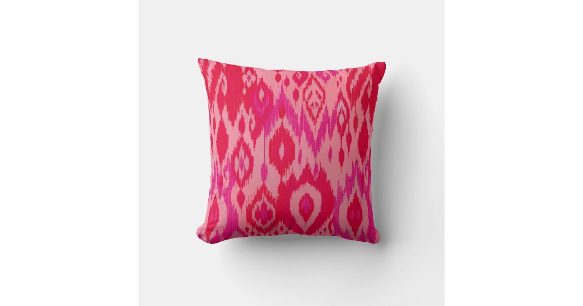 Bohemian Rose Gold Navy Blue Ikat Pattern Monogram Throw Pillow