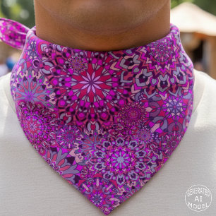 Boho Chic Pink Purple Floral Mandala Pattern Bandana