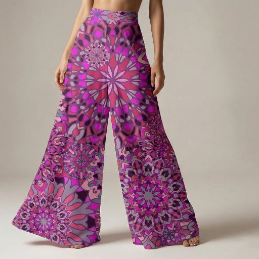  Boho Chic Pink Purple Floral Mandala Pattern Fabric