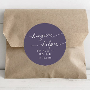 Boho Chic Plum Purple Hangover Helper Favor Classic Round Sticker