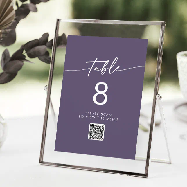 Boho Chic Plum Purple QR Code Table Numbers Zazzle boho-chic-plum-purple-qr-code-table-numbers-zazzle