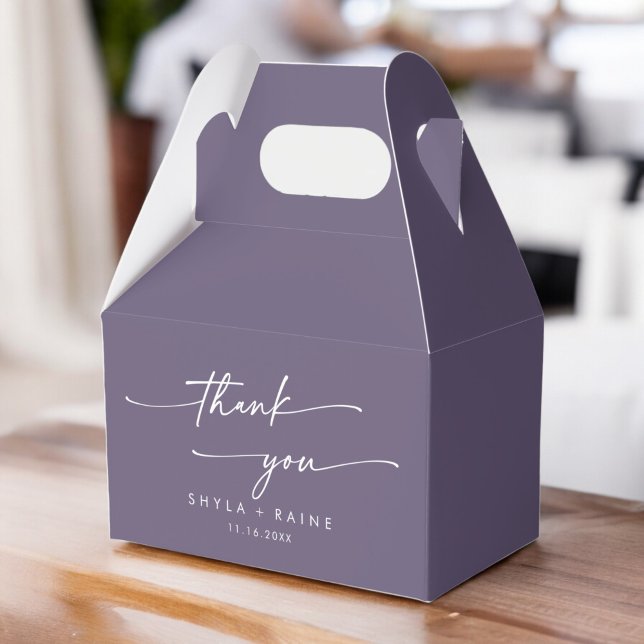 Boho Chic Plum Purple Thank You Wedding Favor Boxes (Creator Uploaded)