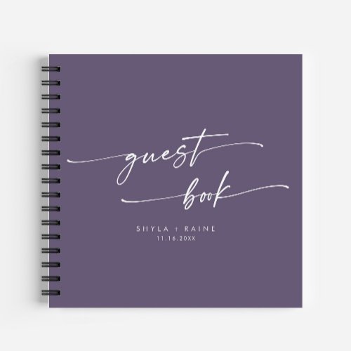 Boho Chic Plum Purple Wedding Guest Book