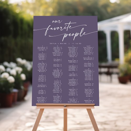 Boho Chic Plum Purple Wedding Seating Chart Foam Board