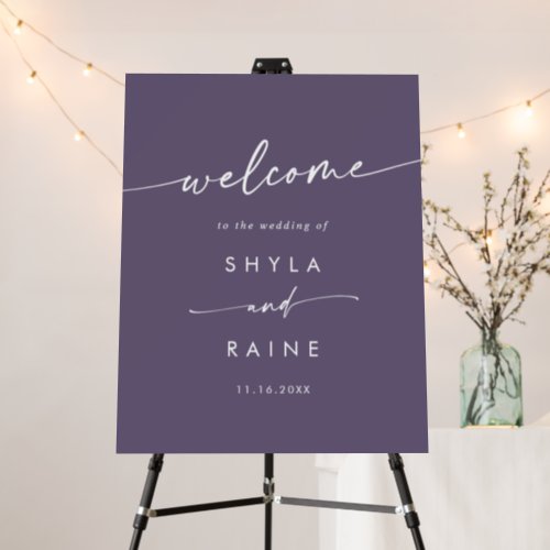 Boho Chic Plum Purple Wedding Welcome Sign