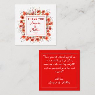 Boho Chic Poppy Flowers Wedding Thank You 