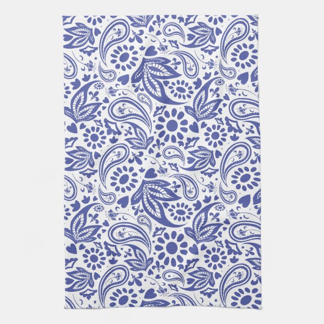 Boho Chic Pretty Paisley Pattern Kitchen Towel (Vertical)