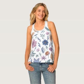 Boho Chic Purple and Blue Wildflower Pattern Tank Top