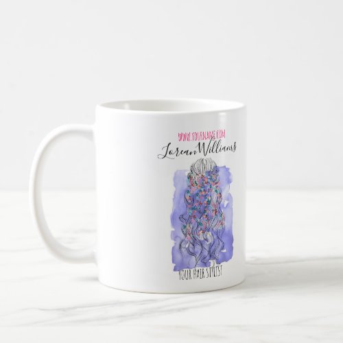 Boho Chic Purple Bride Hairstyle Watercolor Floral Coffee Mug