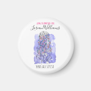 Boho Chic Purple Bride Hairstyle Watercolor Floral Magnet