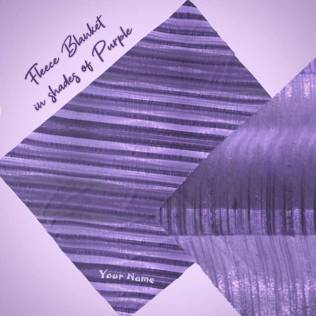 Boho Chic Purple Diagonal Shimmery Stripes Fleece Blanket (Creator Uploaded)