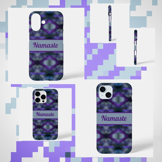 Boho Chic Purple Gray with Name Case-Mate iPhone Case (Creator Uploaded)