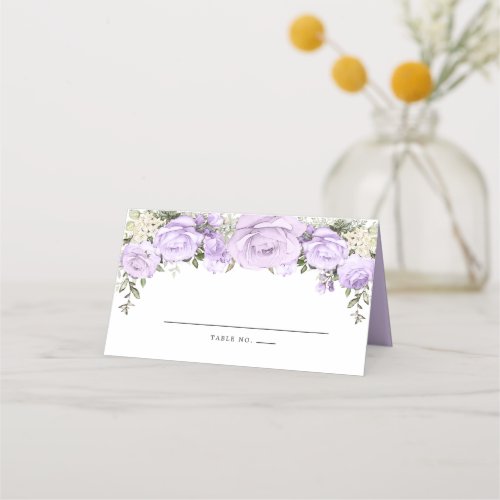 Boho Chic Purple Rose Floral Place Card