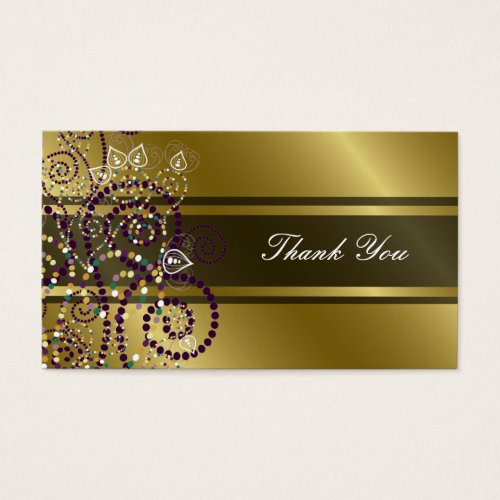 Boho Purple Spirals Gold Wedding Favor Gift Tag Business Cards