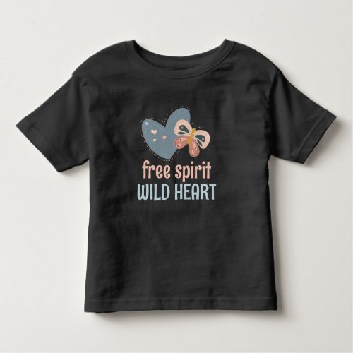 Boho Chic Quote Free Spirit Wild Heart Blush Blue Toddler T_shirt