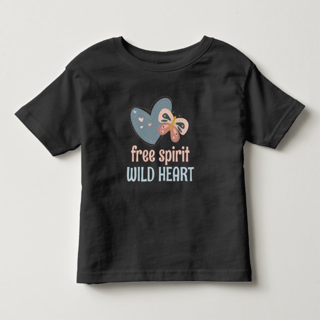 Boho Chic Quote Free Spirit Wild Heart Blush Blue Toddler T-shirt (Front)