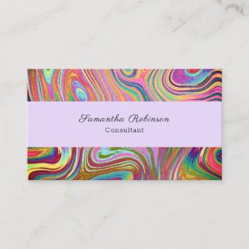 Boho Chic Rainbow Lavender Swirling Abstract Business Card by TabbyGun at Zazzle