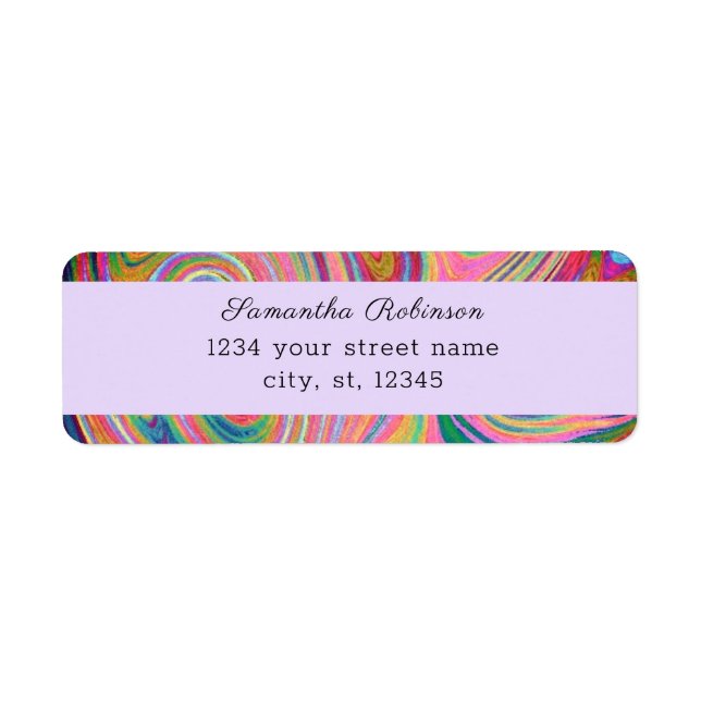 Boho Chic Rainbow Lavender Swirling Return Address Label (Front)
