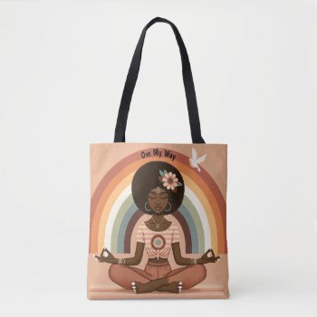 Boho Chic Rainbow Meditation Tote Bag by Godsblossom at Zazzle