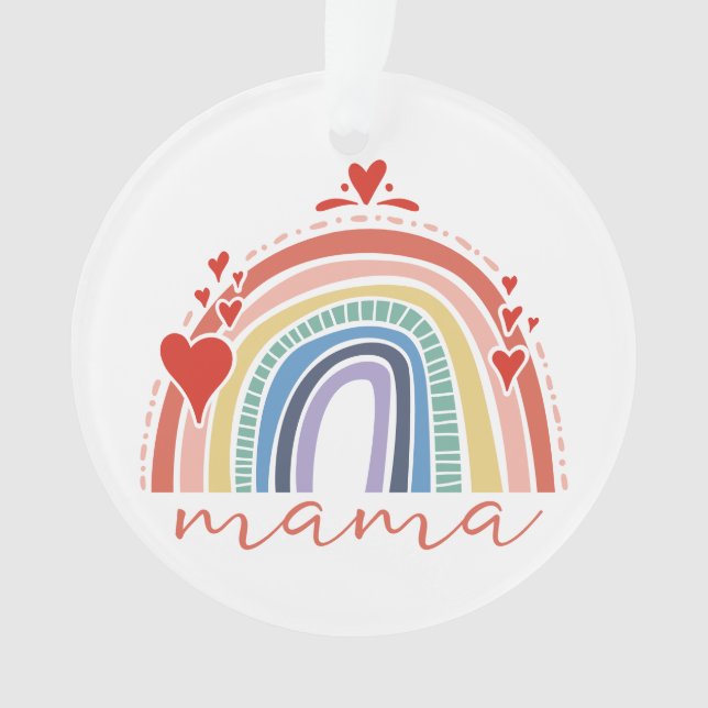 Boho Chic Rainbow Mom Christmas Holiday Decor Ornament (Front)