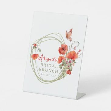 Boho Chic Red Poppies Frame Bridal Brunch Welcome