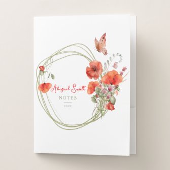 Boho Chic Red Poppy Frame with Butterfly 