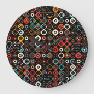Boho Chic Retro Clock Colorful Circle Art