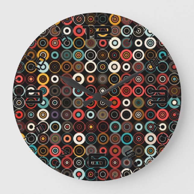 Boho Chic Retro Clock Colorful Circle Art (Front)