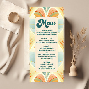 Boho Chic Retro Colorful Floral Wedding Menu