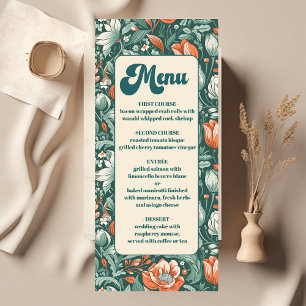 Boho Chic Retro Colorful Floral Wedding Menu