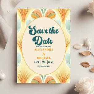 Boho Chic Retro Colorful Floral Wedding Save The Date