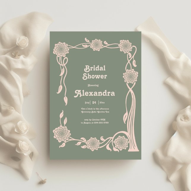 Boho Chic Retro Floral Retro Bridal Sower Invitation (Creator Uploaded)