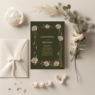Boho Chic Retro Floral Retro Foil Invitation