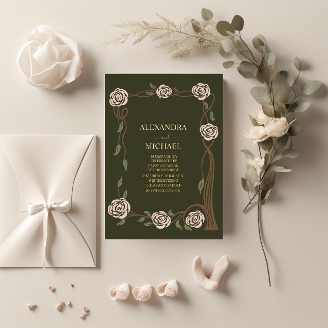 Boho Chic Retro Floral Retro Foil Invitation (Creator Uploaded)