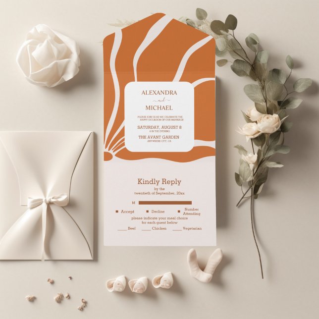 Boho Chic Retro Floral Wedding All In One Invitation (Creator Uploaded)