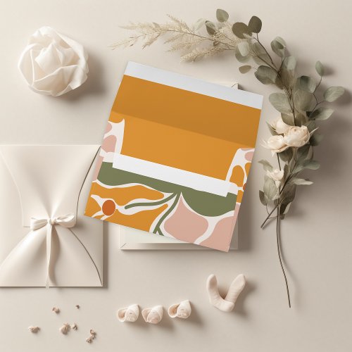 Boho Chic Retro Floral Wedding Envelope