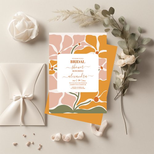 Boho Chic Retro Floral Wedding Invitation