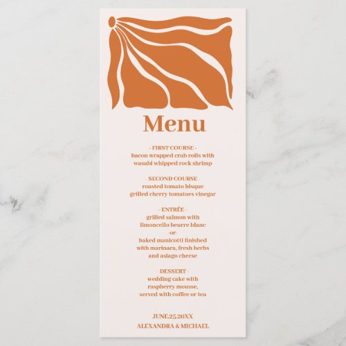 Boho Chic Retro Floral Wedding Menu