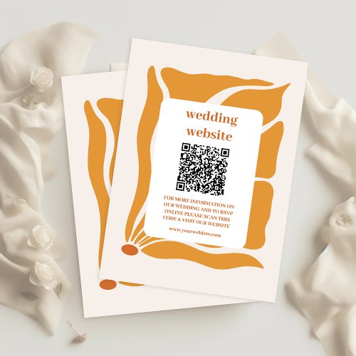 Boho Chic Retro Floral Wedding Qr code Enclosure Card