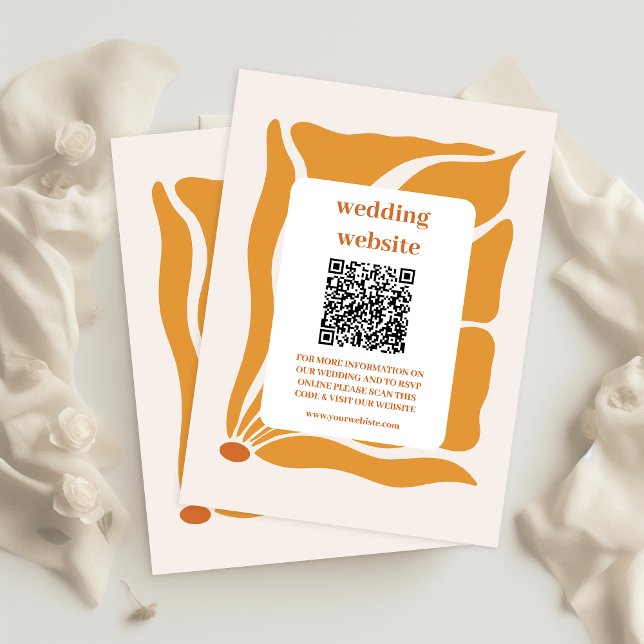 Boho Chic Retro Floral Wedding Qr code Enclosure Card (Creator Uploaded)