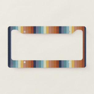 Boho chic retro stripes 70s license plate frame