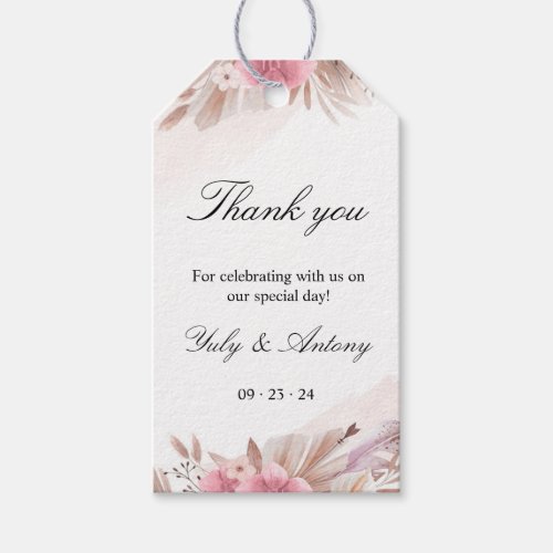 Boho Chic Rose and Champagne Wedding Gift Tags